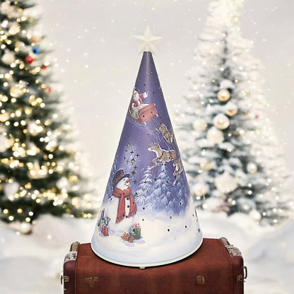 Festive LED Christmas Tree Nightlight with Snowman and Sleigh Scene