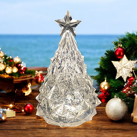 Rotating LED Crystal Christmas Tree with Water Spinner and Star Topper