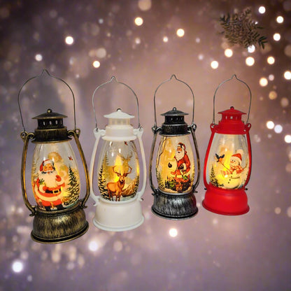 Festive LED Lanterns with Winter Scenes - Set of 2 or 4