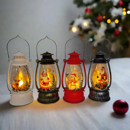 Festive LED Lanterns with Winter Scenes - Set of 2 or 4