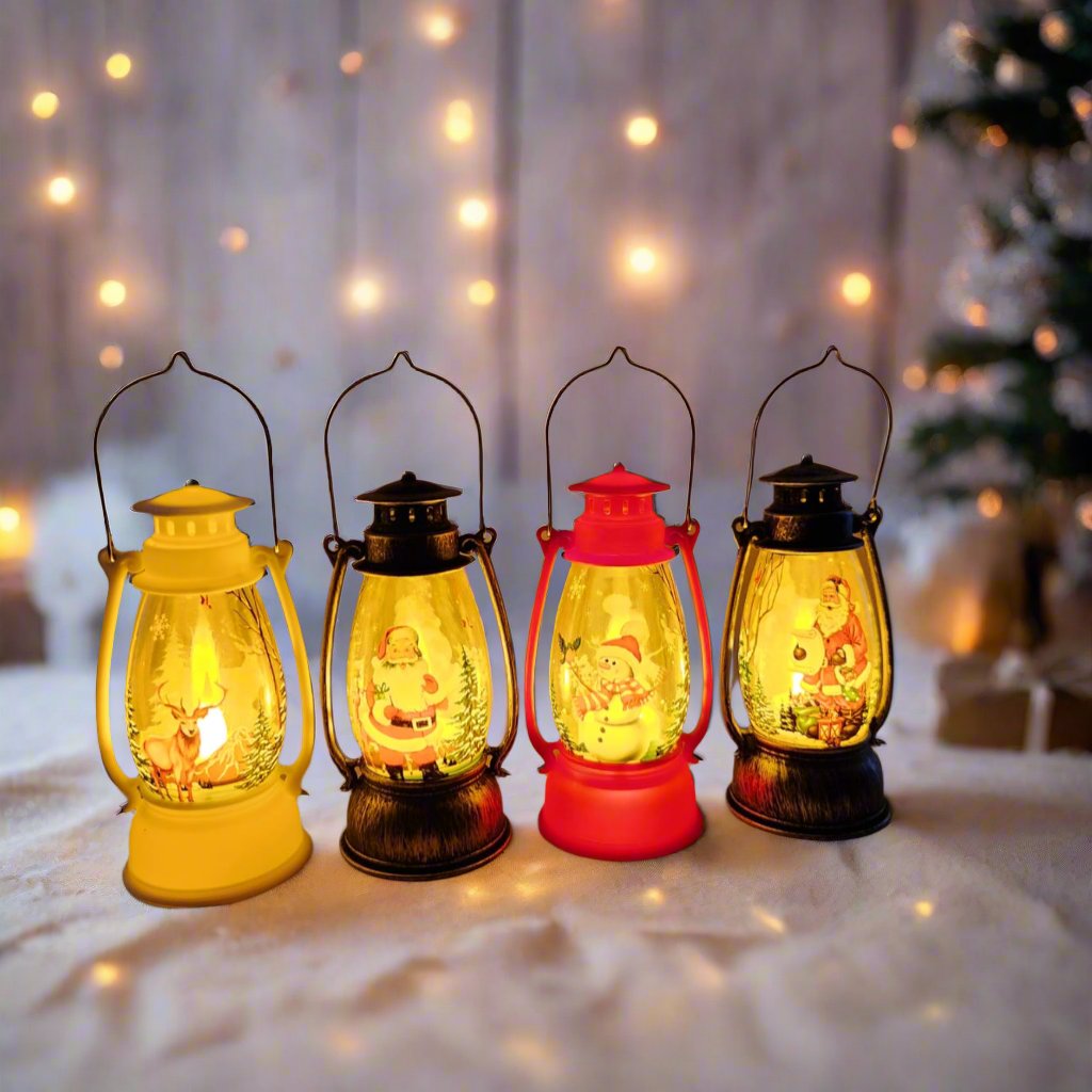 Festive LED Lanterns with Winter Scenes - Set of 2 or 4