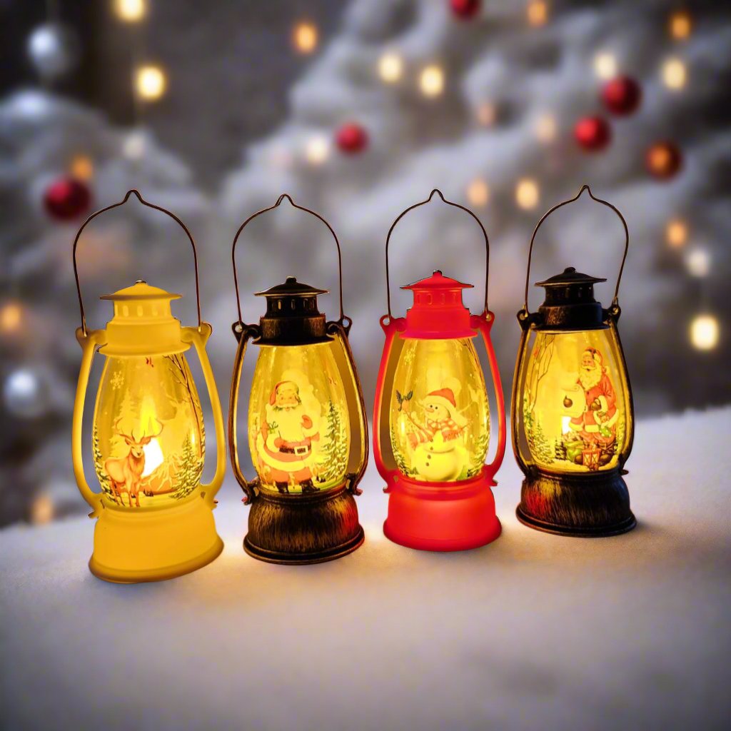 Festive LED Lanterns with Winter Scenes - Set of 2 or 4