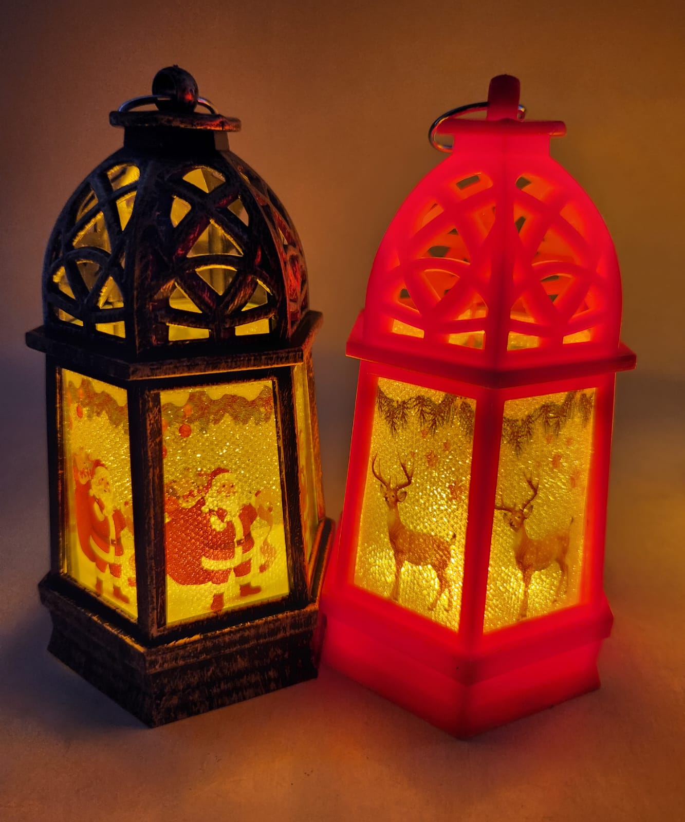 Festive LED Lanterns with Winter Scenes - Set of 2 or 4