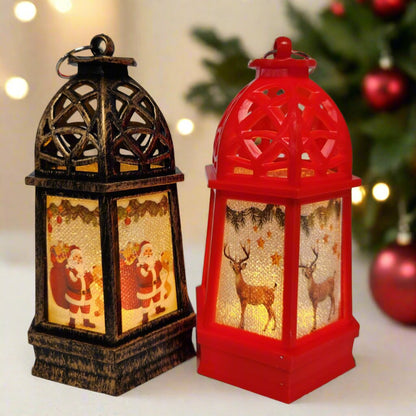 Festive LED Lanterns with Winter Scenes - Set of 2 or 4