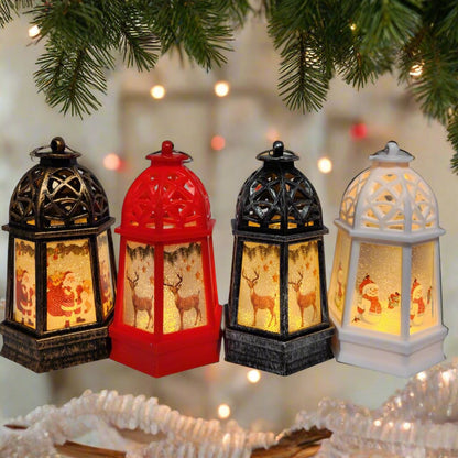 Festive LED Lanterns with Winter Scenes - Set of 2 or 4