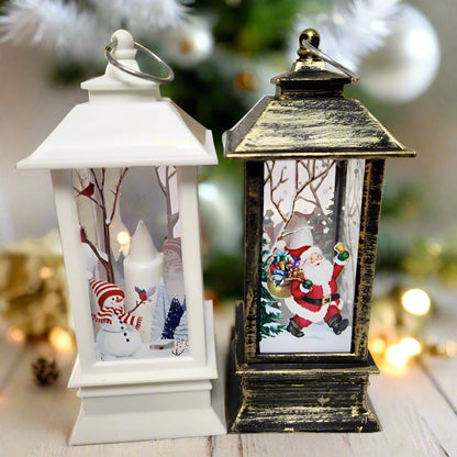 Festive LED Lanterns with Winter Scenes - Set of 2 or 4