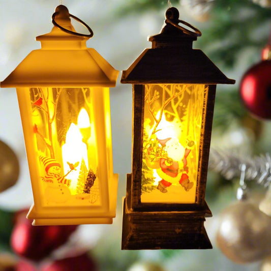 Festive LED Lanterns with Winter Scenes - Set of 2 or 4