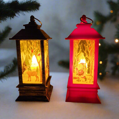 Festive LED Lanterns with Winter Scenes - Set of 2 or 4