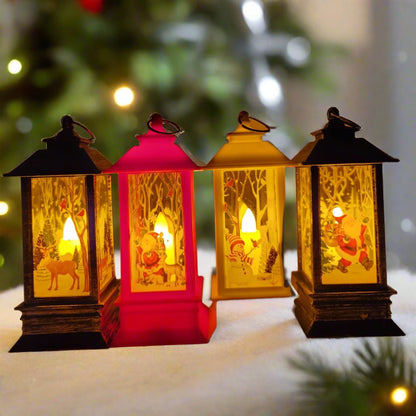 Festive LED Lanterns with Winter Scenes - Set of 2 or 4