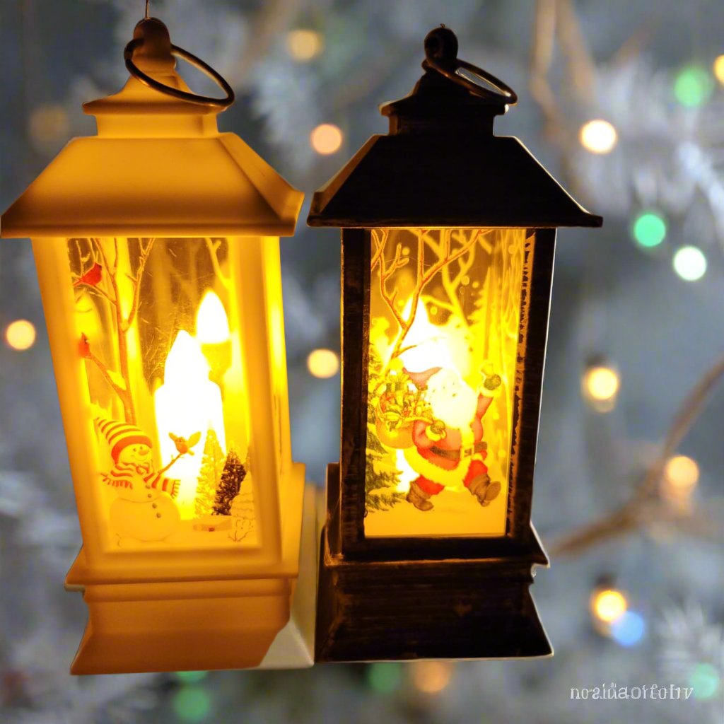 Festive LED Lanterns with Winter Scenes - Set of 2 or 4