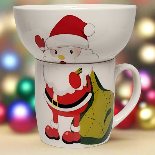 Santa Claus Stacking Bowl and Mug Set