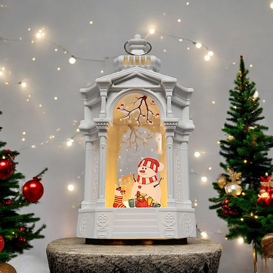 Vintage-Style LED Lantern with Santa Claus Scene