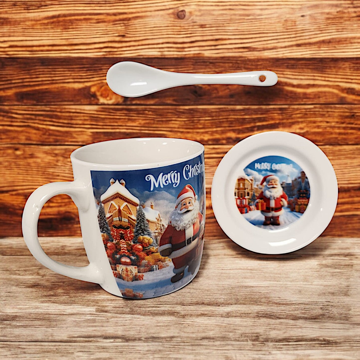 Festive Christmas Mug Set with Santa Claus Design