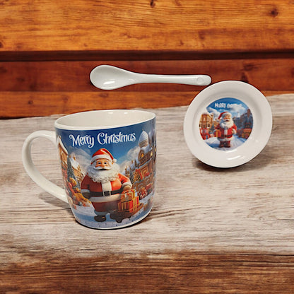 Festive Christmas Mug Set with Santa Claus Design