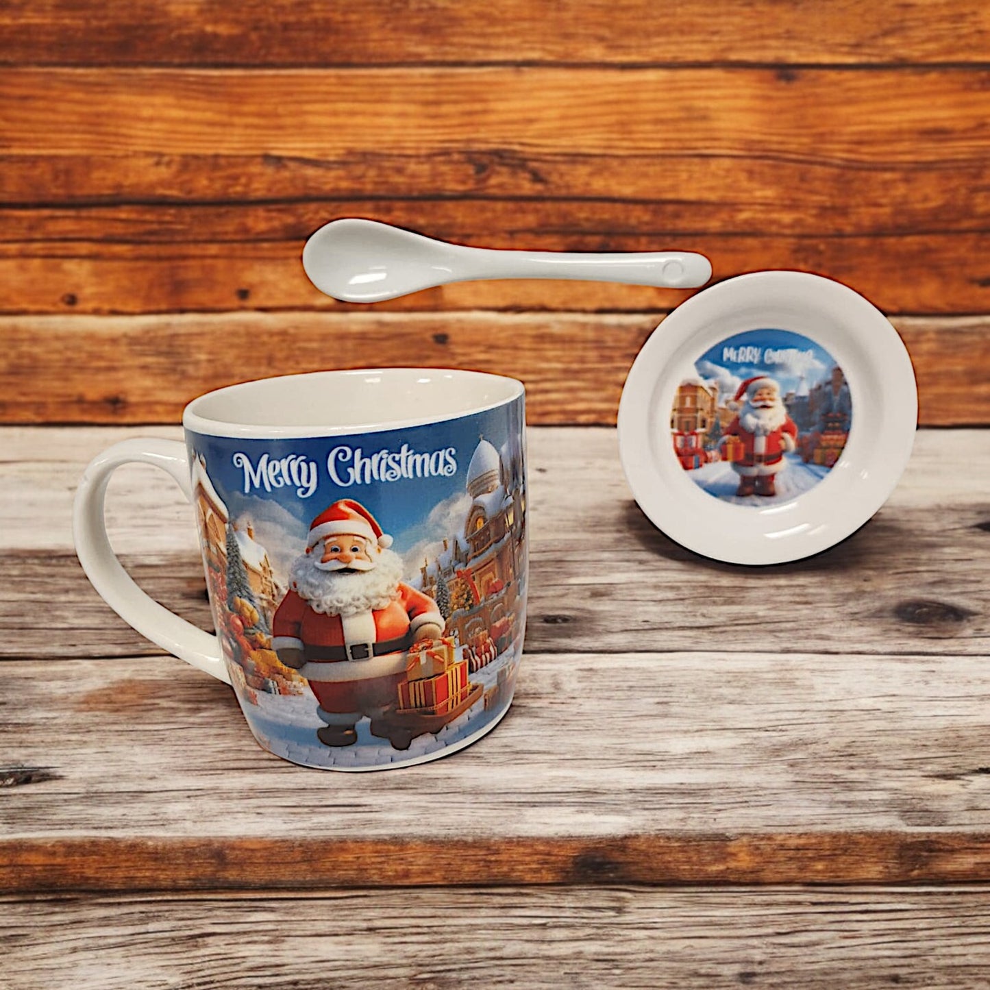 Festive Christmas Mug Set with Santa Claus Design