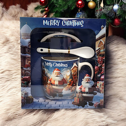 Festive Christmas Mug Set with Santa Claus Design