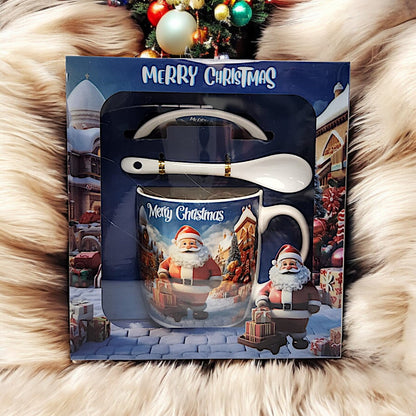 Festive Christmas Mug Set with Santa Claus Design