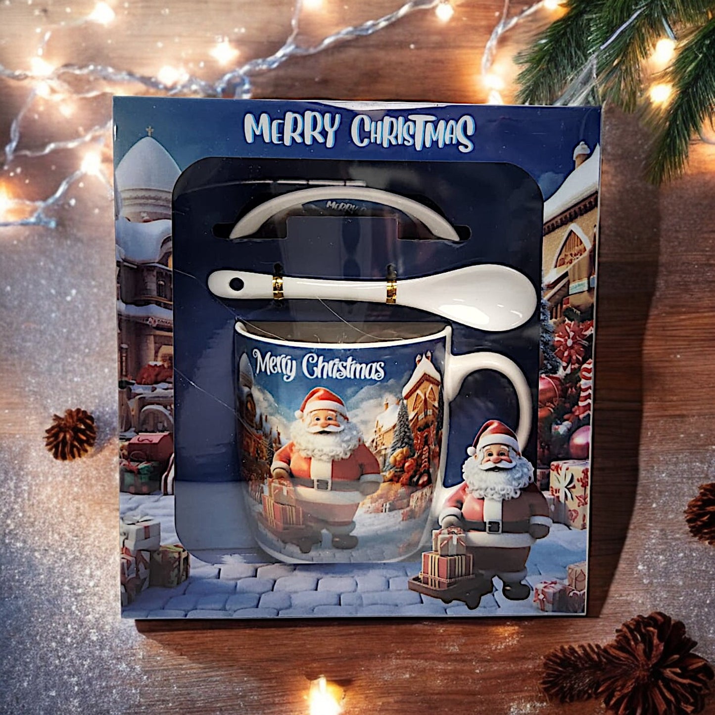 Festive Christmas Mug Set with Santa Claus Design