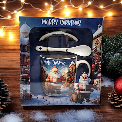 Festive Christmas Mug Set with Santa Claus Design