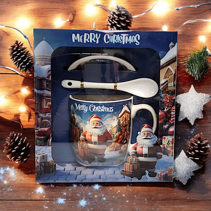 Festive Christmas Mug Set with Santa Claus Design