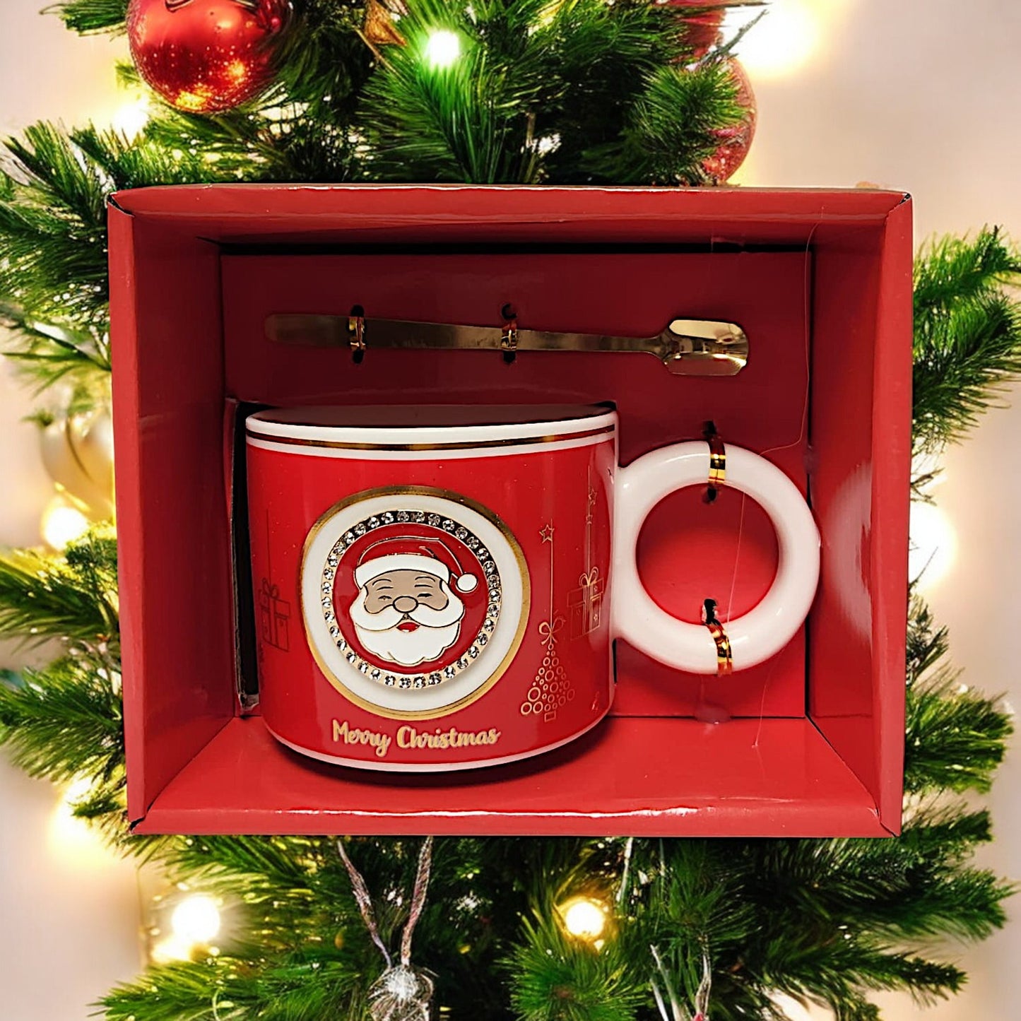 Festive Christmas Mug Set with Santa Claus Design