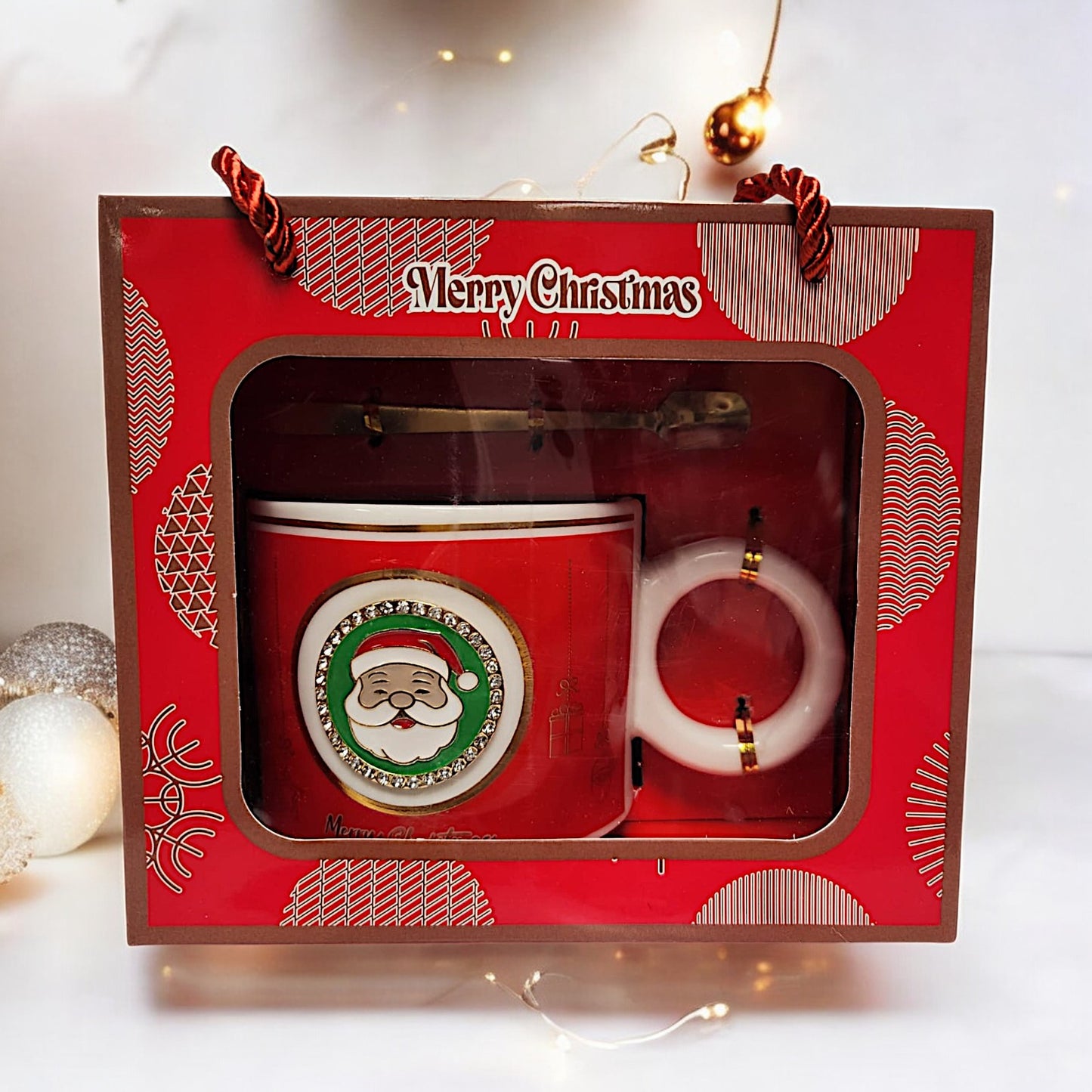 Festive Christmas Mug Set with Santa Claus Design