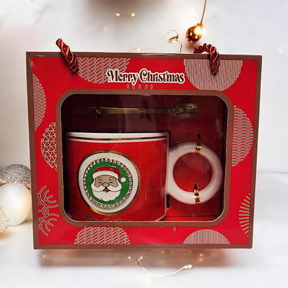 Festive Christmas Mug Set with Santa Claus Design