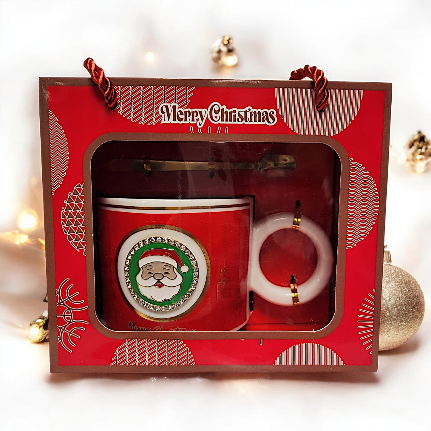 Festive Christmas Mug Set with Santa Claus Design