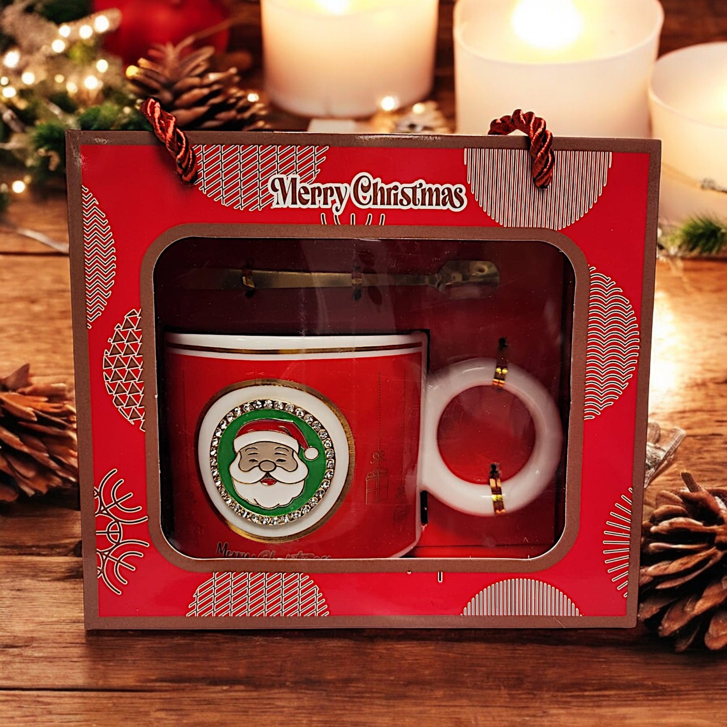 Festive Christmas Mug Set with Santa Claus Design