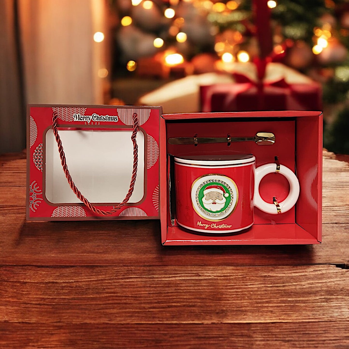 Festive Christmas Mug Set with Santa Claus Design