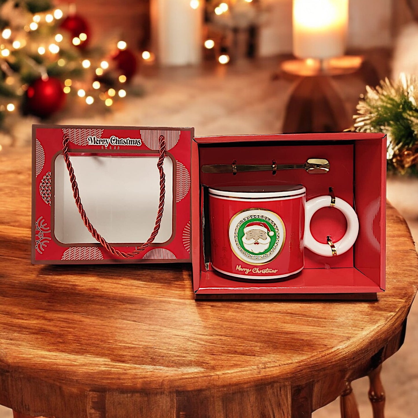 Festive Christmas Mug Set with Santa Claus Design