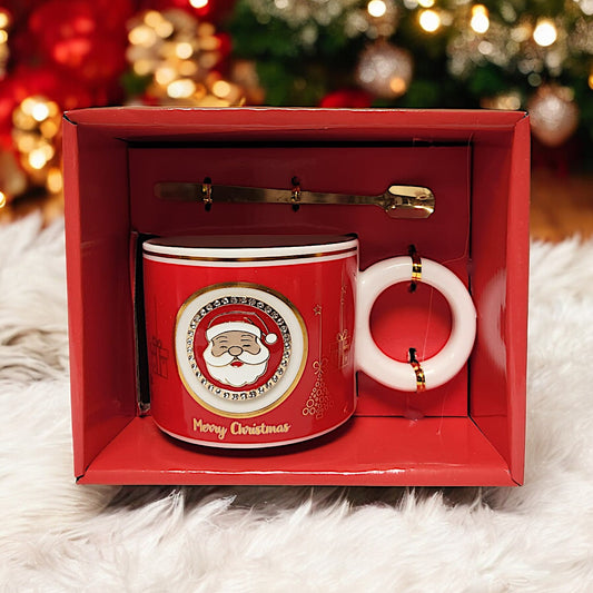 Festive Christmas Mug Set with Santa Claus Design