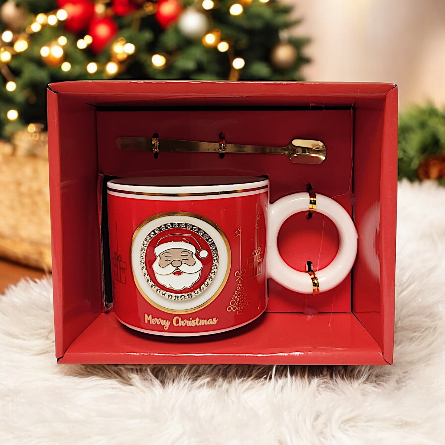 Festive Christmas Mug Set with Santa Claus Design