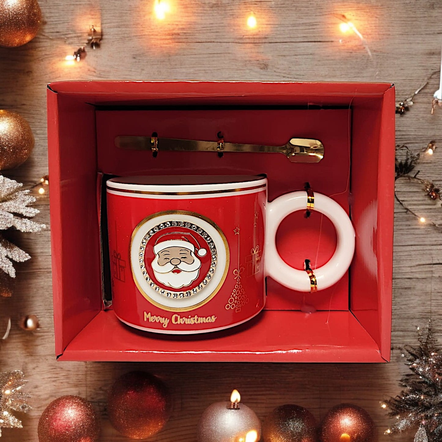 Festive Christmas Mug Set with Santa Claus Design