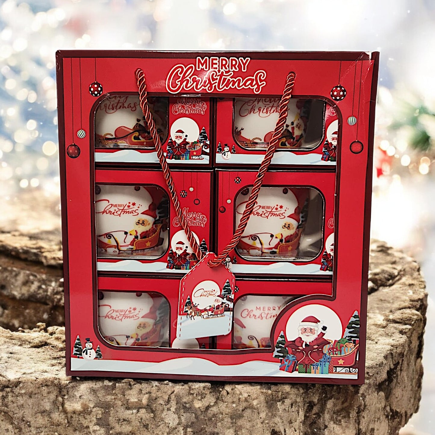 Festive 6-Piece Christmas Mug Set with Santa Claus