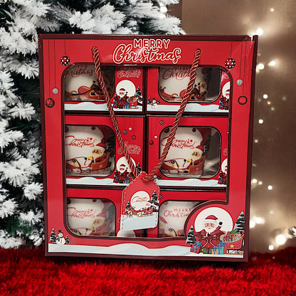 Festive 6-Piece Christmas Mug Set with Santa Claus