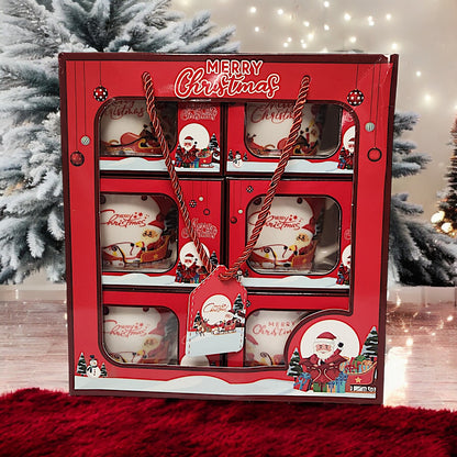 Festive 6-Piece Christmas Mug Set with Santa Claus