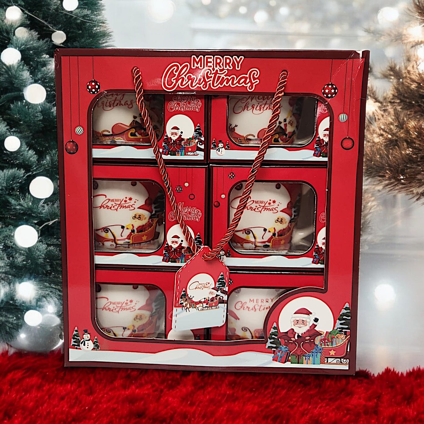 Festive 6-Piece Christmas Mug Set with Santa Claus