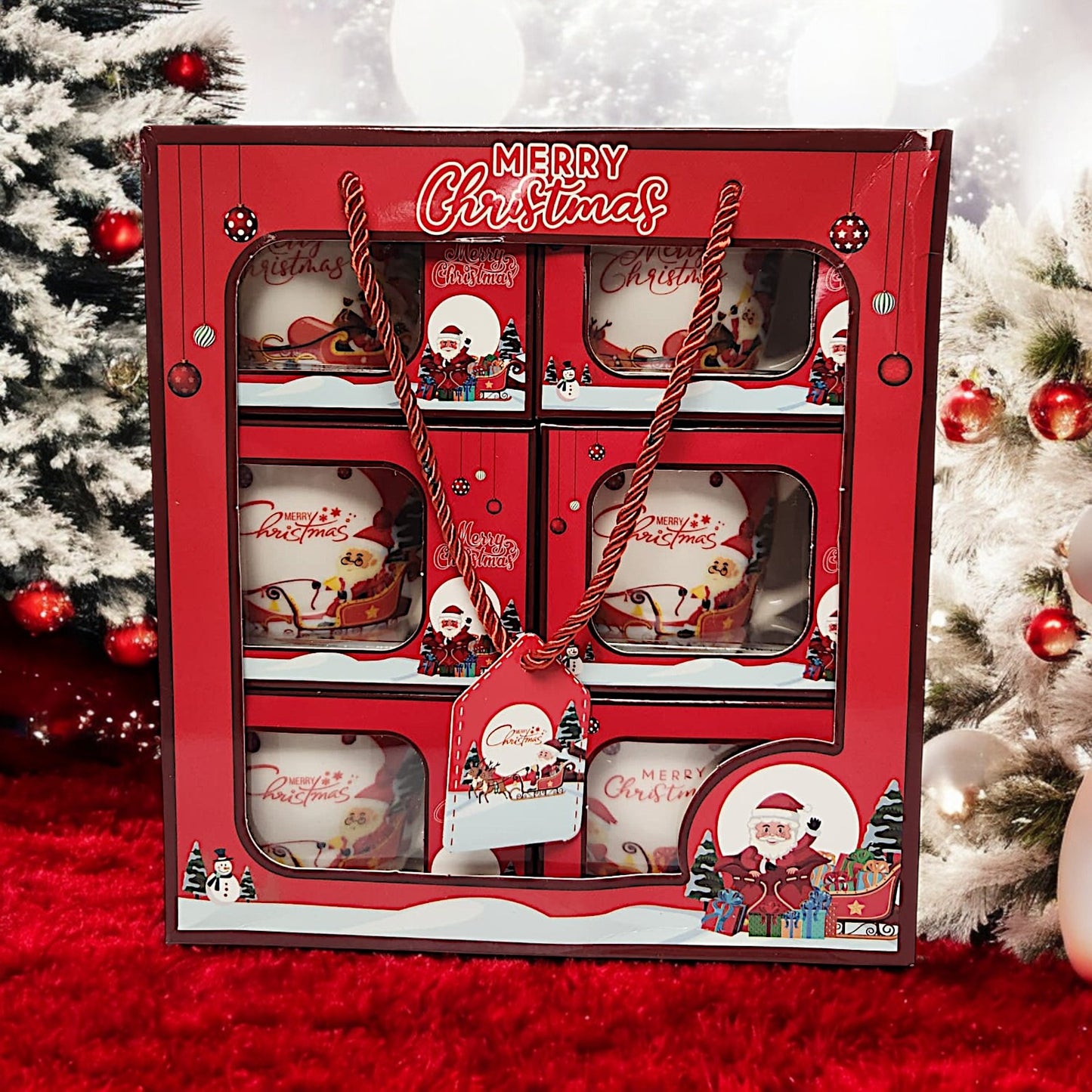 Festive 6-Piece Christmas Mug Set with Santa Claus