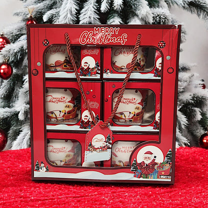 Festive 6-Piece Christmas Mug Set with Santa Claus