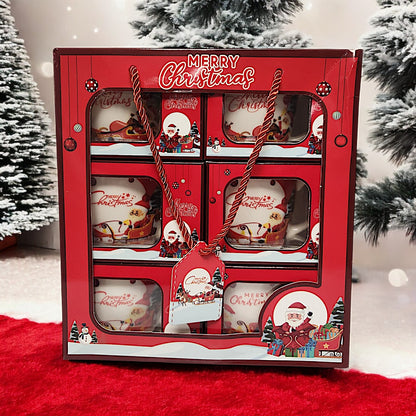 Festive 6-Piece Christmas Mug Set with Santa Claus