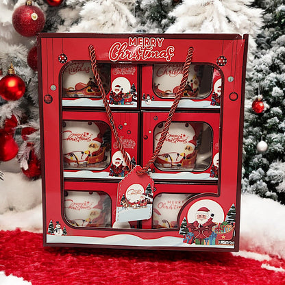 Festive 6-Piece Christmas Mug Set with Santa Claus