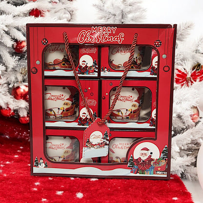 Festive 6-Piece Christmas Mug Set with Santa Claus