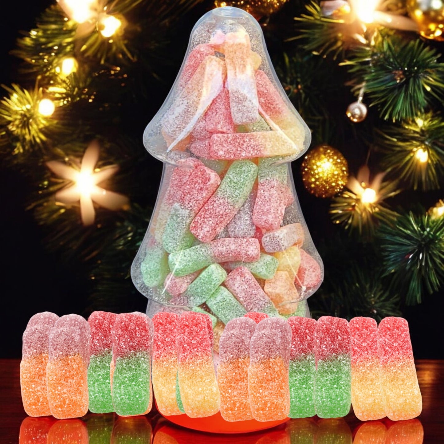 Festive Fizzy Christmas Tree Candy Jar