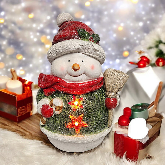 Lighted Christmas Snowman Figurine - Festive Winter Decor | Divas World