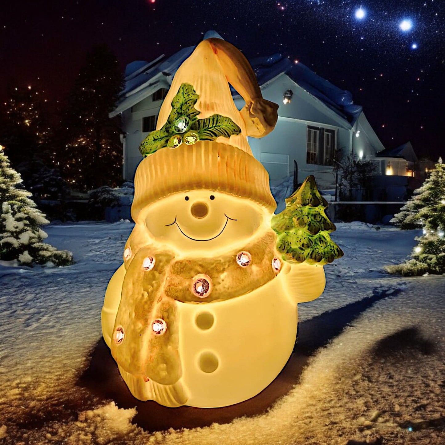 Illuminated Snowman Figurine | Divas World