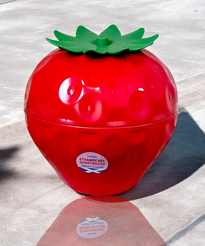 Luxury Strawberry Shaped Tin with Strawberry Flavoured Shortbread Baked in Scotland