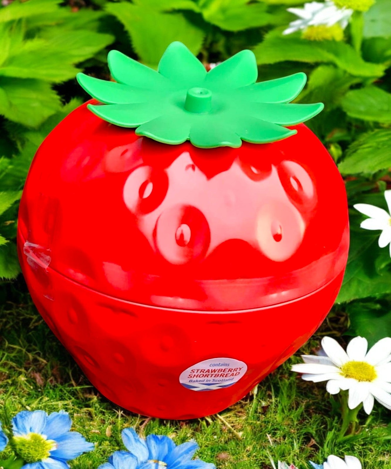 Luxury Strawberry Shaped Tin with Strawberry Flavoured Shortbread Baked in Scotland