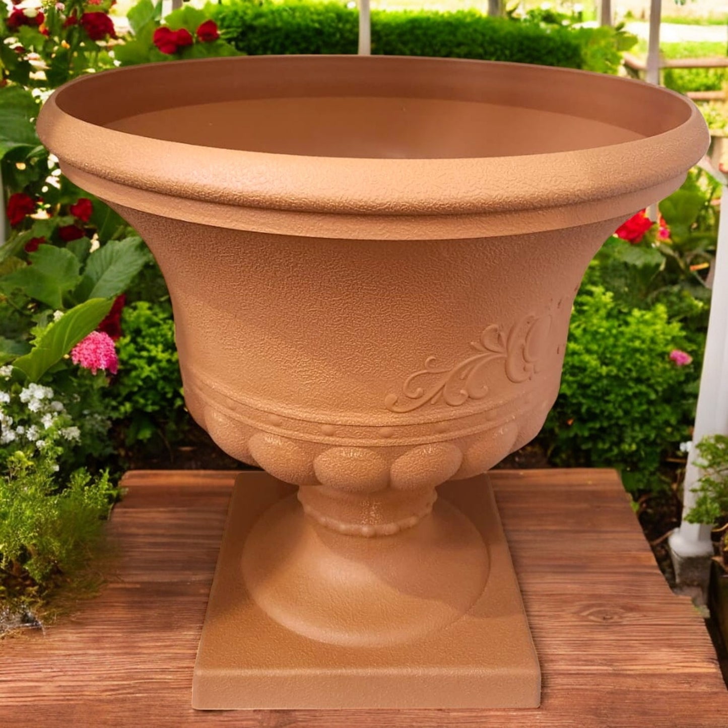 Elegant Garden Pedestal Planter  Classic Ornate Outdoor & Indoor Plant Pot (Height: 36cm,Diameter: 34cm)