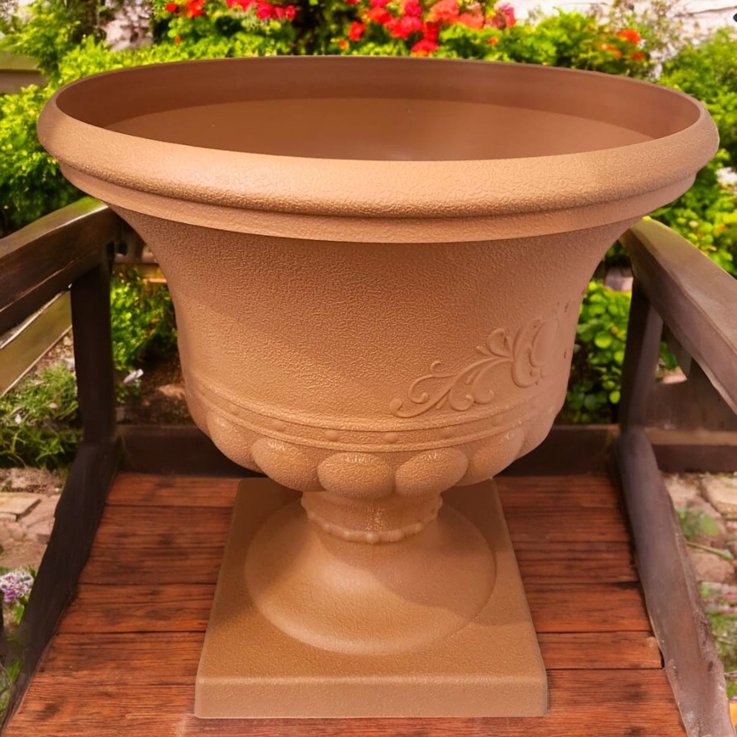 Elegant Garden Pedestal Planter  Classic Ornate Outdoor & Indoor Plant Pot (Height: 36cm,Diameter: 34cm)